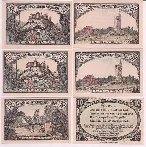 6 Banknoten Notgeld Bad Elgersburg Elgersburger Ritterschaft 1921 (162241)