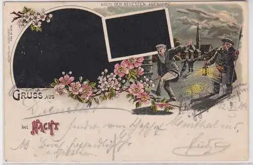 902374 Lithografie AK Gruss aus Kranichfeld bei Nacht 1899