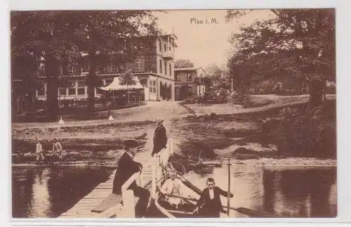49234 Ak Plau in Mecklenburg Bootsanlegestelle um 1920