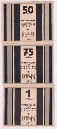 3 Banknoten Notgeld Lübeck Vereinigung zur Kunstpflege o.D. (1922) (162863)