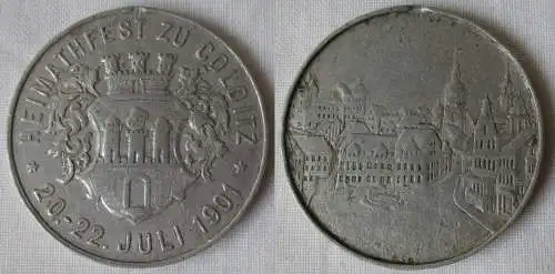 Aluminium Medaille Heimathfest zu Colditz 20.-22. Juli 1901 (164089)