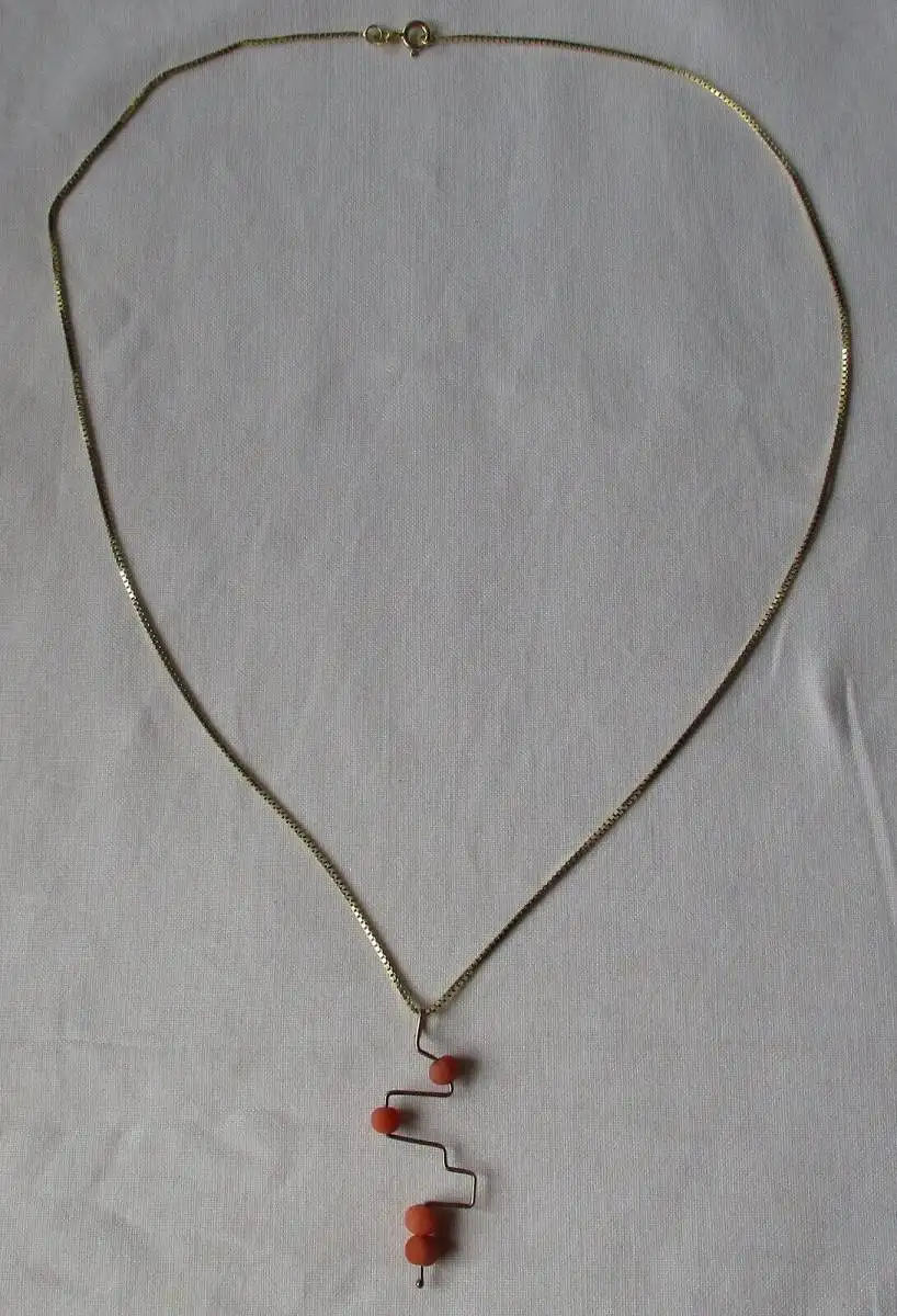 elegante 333er Gold Damen Halskette mit Korallen Anhänger (134364) 0