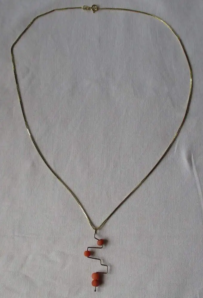 elegante 333er Gold Damen Halskette mit Korallen Anhänger (134364) 0