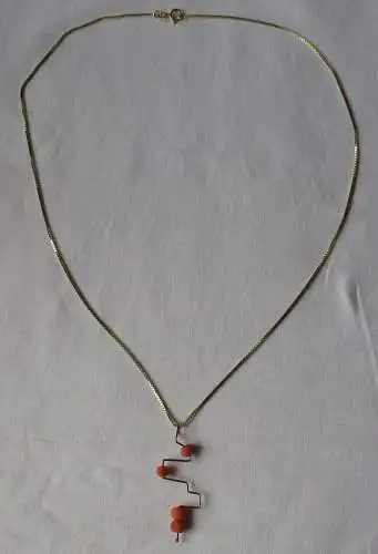 elegante 333er Gold Damen Halskette mit Korallen Anhänger (134364)