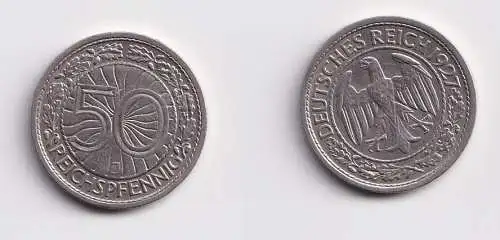 50 Pfennig Nickel Münze Weimarer Republik 1927 J (159931)