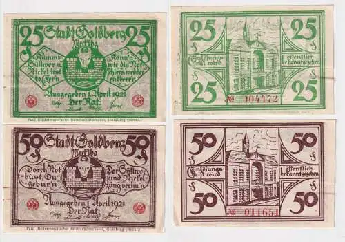 2 Banknoten Notgeld Stadt Goldberg 1921 (168921)