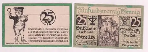 2 x 25 Pfennig Banknoten Notgeld Stadt Strelitz 01.02.1921 (163242)