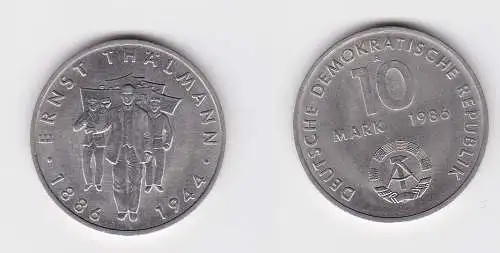 DDR Gedenk Münze 10 Mark Ernst Thälmann 1986 Stempelglanz (146326)