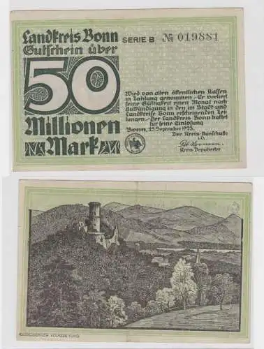 50 Millionen Mark Banknote Landkreis Bonn 25.9.1923 (130203)