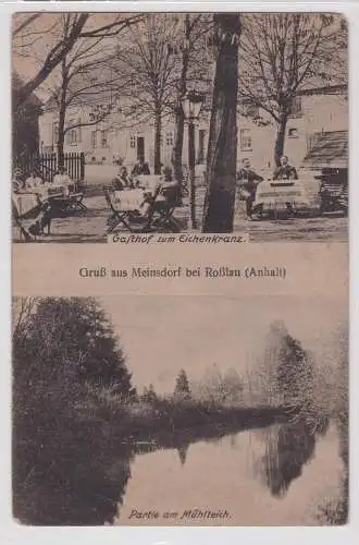 21991 Ak Gruß aus Meinsdorf bei Roßlau (Anhalt) Gasthof zum Eichenkranz