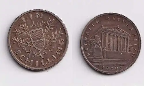 1 Schilling Silber Münze Österreich Parlamentsgebäude 1926 f.vz (154144)