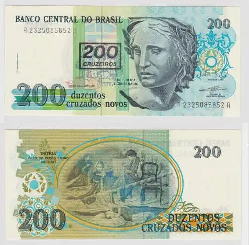 200 Cruzeiros on 200 Cruzados Novos Banknote Brasilien 225 Pick 225 (124005)