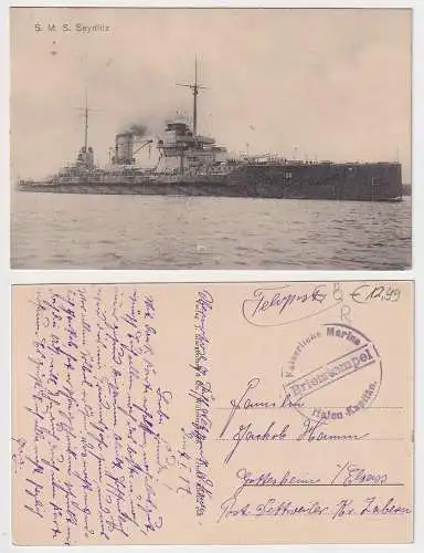 52542 Feldpost AK S.M.S. Seydlitz - Kaiserliche Marine 1917