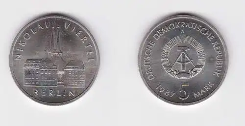 DDR Gedenk Münze 5 Mark Berlin Nikolai Viertel 1987 (154302)