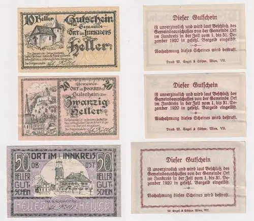 10, 20 und 50 Heller Banknote Ort im Innkreis (169177)