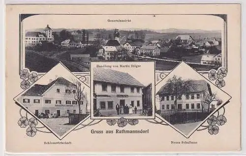 05554 Mehrbild Ak Gruß aus Rathmannsdorf Handlung, Schlosswirtschaft usw. 1908