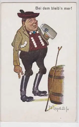 902181 Bier Humor Ak "Bei dem bleib`n mer!" um 1920