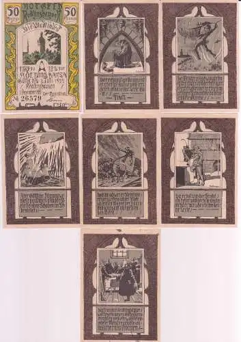 7 Banknoten Stadt Recklinghausen 1.Dezember 1921 (163229)