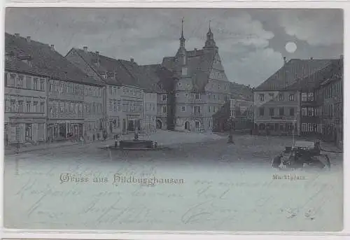 902254 Mondschein AK Gruss aus Hildburghausen - Marktplatz 1901