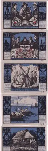 5 x Banknoten Notgeld Lübeck, Gothmund - Lübecker Fischermeister (162816)