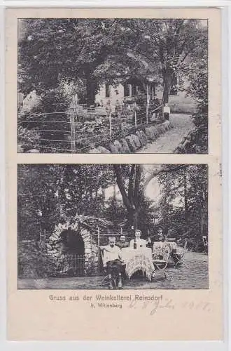 82496 Ak Gruß aus der Weinkelterei Reinsdorf bei Wittenberg 1907