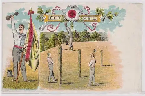 904191 Ak Lithographie Deutscher Turnerbund Turnplatz Gut Heil um 1900