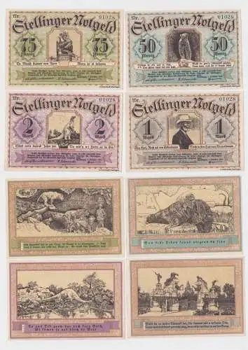 4 Banknoten 50,75 Pfennig 1,2 Mark Notgeld Gemeinde Stellingen 1921 (163960)