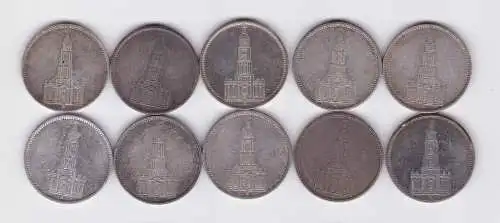 10 Silbermünzen 3. Reich 5 Mark Garnisonkirche (162705)