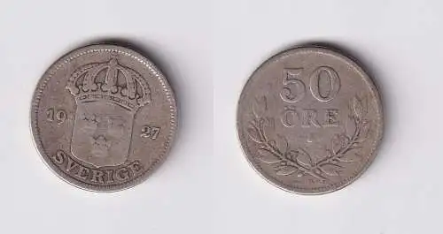 50 Öre Silber Münze Schweden 1927 f.ss (163158)