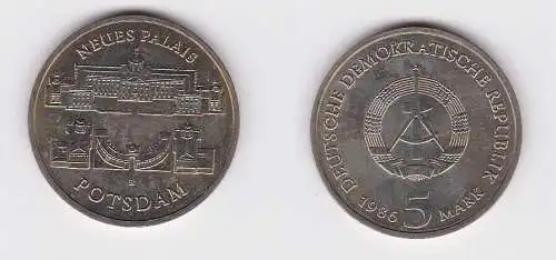 DDR Gedenk Münze 5 Mark Potsdam Neues Palais 1986 (154688)