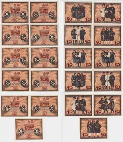 11 x 50 Pfennig Banknoten Notgeld Stadt Altenburg Bauernserie 1921 (137612)
