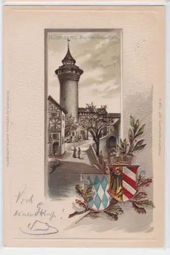 902718 Wappen Passepartout AK Nürnberg - Brunnenhäuschen