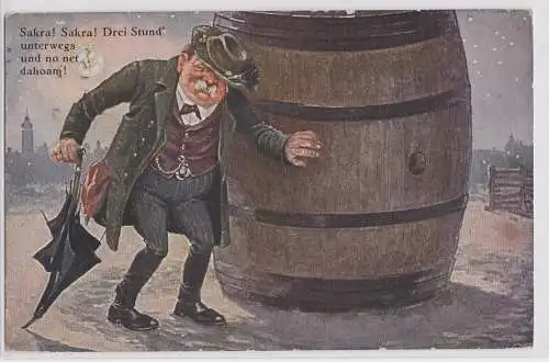 902202 Humor Ak "Sakra! 3 Stund´ unterwegs und no net dahoam!" 1927