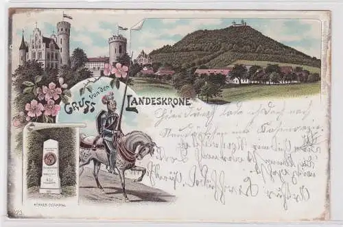 904308 Lithografie AK Gruss von der Landeskrone (Sedło) - Körner Denkmal 1902
