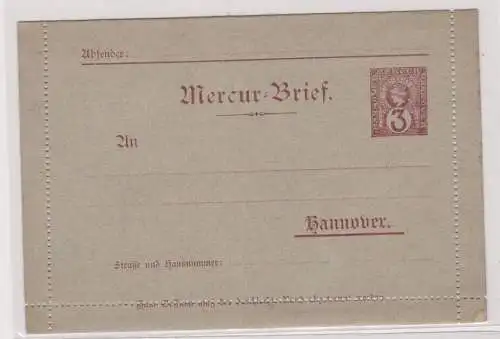65529 Ganzsachen Mercur Brief Privat Briefbeförderung Hannover 3 Pfennig vor1900