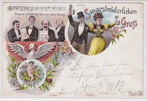 902375 Künstler AK Sangesbrüderlichen Gruss 1897 - Liedkarte No. 1341