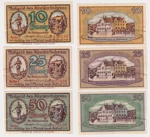 3 Banknoten Notgeld Satz Kreis Guhrau Góra o.D. (1920) (168926)