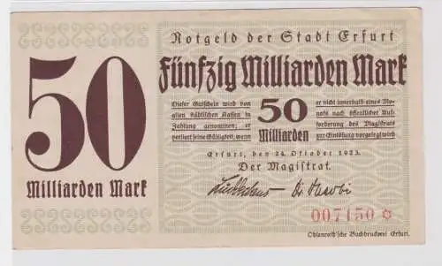 50 Milliarden Mark Banknote Inflation Stadt Erfurt 24.10.1923 (130342)