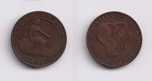 5 Centimos Kupfer Münze Spanien 1870 (156787)