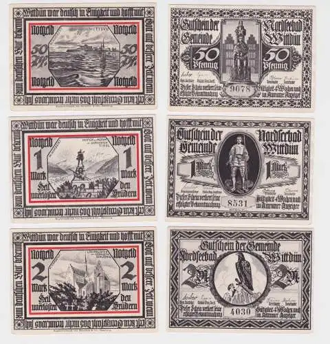 3 x Banknote Notgeld Stadt Wittdün auf Amrum ohne Datum (160283)