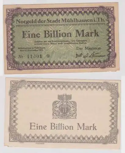 1 Billion Mark Banknote Inflation Stadt Mühlhausen 15.11.1923 (141403)