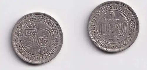 50 Pfennig Nickel Münze Weimarer Republik 1927 A (155428)
