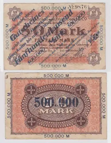 500000 Mark Banknote Farbenfabriken Bayer Leverkusen bei Köln 1923 (135389)