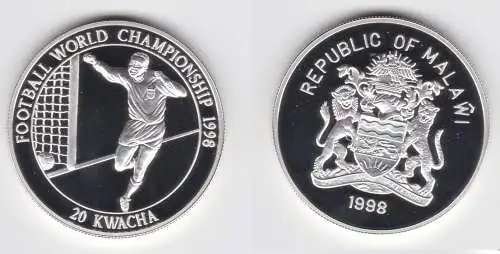 20 Kwacha Silbermünze Malawi Fussball WM 1998 Frankreich (155595)