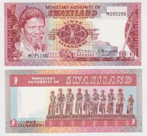 1 Lilangeni Banknote Swaziland Swasiland (1974) Pick 1 UNC (163762)