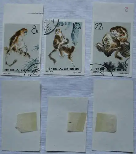 VR China 1963 Briefmarken Goldstumpfnasen Michel 741-743 B gest. (162267)
