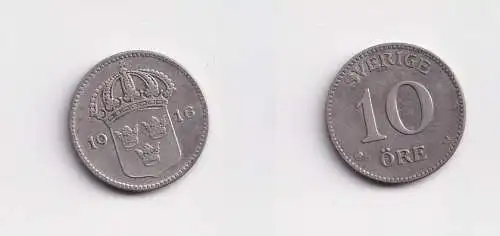 10 Öre Silber Münze Schweden 1916 ss+ (142395)