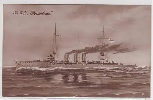 37368 Foto Ak S.M.S. "Graudenz" um 1920