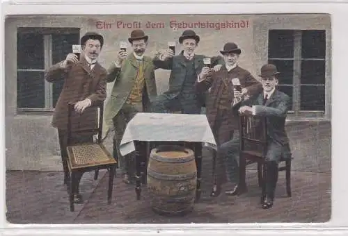 902377 Bier Humor Ak "Ein Prosit dem Geburtstagskind!" 1910