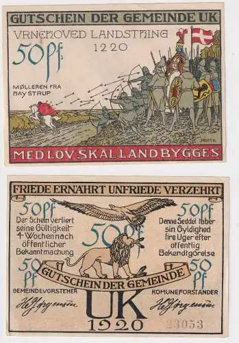 50 Pfennig Banknote Notgeld Gemeinde Uk Uge Dänemark 1920 (112274)